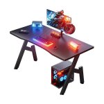 Hlonone 120 x 60 cm bureau gaming bureau informatique ergonomique table ordinateur avec surface en fibre ...
