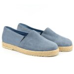 Espadrilles femme en daim et cuir bleu ciel - made in france - taille 41