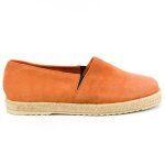 Espadrilles femme en daim et cuir orange - made in france - taille 38