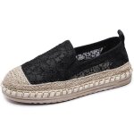 Espadrille femme en toile a�ration broderie bicolore - noir - textile - adulte