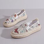 Espadrille femme en toile imprime - confort respirable - beige