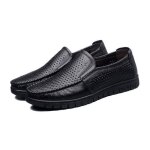 Espadrille hommes business casual en cuir noir - funmoon