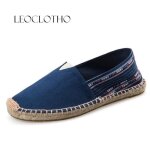 Espadrilles homme plates classique cousue main toile - leoclotho - reservoir shoes - bleu fonce 1 - blanc ...
