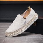 Espadrille homme en toile aration couleur unie - beige - textile