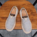 Espadrille homme en toile aration rsistant  lusure antidrapant rayure - gris