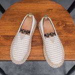 Espadrille homme en toile a�ration r�sistant � lusure antid�rapant rayure - beige - marque - mod�le