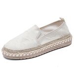 Espadrilles plates en toile couleur unie pour femme - beige