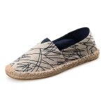 Espadrilles en toile cousue main mixtes pour hommes et femmes - noir