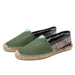 Espadrilles en toile cousue main mixtes pour hommes et femmes - vert