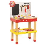 Etabli magn�tique g�ant bricolo redmaster - janod - 40 pi�ces - bois rouge - pour enfant de 3 ans et ...
