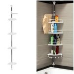 Etagre dangle de douche tlescopique leshp - blanc - mtal - 4 tablettes