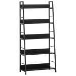 �tag�re biblioth�que - homcom - rangement style industriel inclin� 5 niveaux mobilier salon - bois - ...