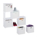Relaxdays tagre de rangement paniers en tissu 6 compartiments hlp: 110x108x31 cm acier et tissu cubes ...