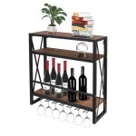 Etagre  bouteille mural avec casier en verreen bois mtal range bouteille vin en 3 etages pour 12 bouteilles ...