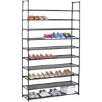 Etag�res � chaussures ilona rangement avec 10 tablettes en tissu et une structure en m�tal laqu� noir ...