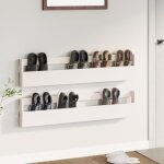 tagres  chaussures - blanc - 2 pcs - bois massif - 110x9x23cm - meuble d?entre