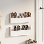 tagres  chaussures - blanc - 2 pcs - bois massif - 59x9x23 cm - design contemporain