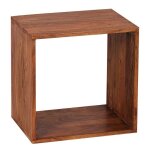 tagre cube en bois massif sheesham wohnling - meuble de salon style campagnard marron fonc 43x43cm ...