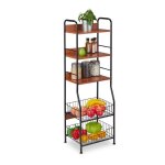 Relaxdays �tag�re de cuisine 5 niveaux paniers � fruits & � l�gumes pour accessoires �troit m�tal & mdf ...