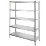 tagre de cuisine commercial - vevor - inox 5 tablettes 122x47x183 cm 750kg