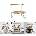 �tag�re de cuisine mengda - m�tal et bois - 65x54x30cm - imperm�able et r�sistant � la rouille