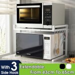 Etagre cuisine meuble support etagere micro - ondes four de rangement avec 3 crochets - blanc