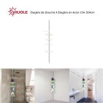 �tag�re de douche huole - 4 �tag�res en acier inoxydable - poteau t�lescopique r�glable 254 - 304cm