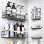 Etagère de douche - lecoo - 5 pièces - acier inoxydable sus 304 - installation sans perçage - argent Etagère de douche - lecoo - 5 pièces - acier inoxydable sus 304 - installation sans perçage - argent