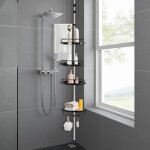 tagre de douche rglable - jeobest - hauteur: 105 - 310cm - noir - acier inoxydable + pp