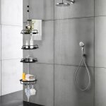 �tag�re de douche t�lescopique jeobest - noire - 4 plateaux - hauteur r�glable 105 - 310cm