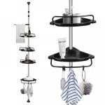 Etagre douche telescopique - mengda - rglable en hauteur - 4xpaniers et 1xporte - serviette