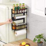 �tag�re � �pices homewell - noir - 30x11x40cm - support de rangement de cuisine pliable avec aimant