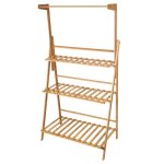 �tag�re escalier fleurs bois 3 niveaux - huole - pliable - �chelle plantes - 70 * 40 * 141cm