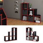 tagre descalier vicco - noir avec bords verts - meuble de sparation  6 compartiments