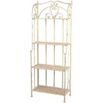 �tag�re en fer forg� - vigor - blanc vieilli - 4 �tages - construction robuste