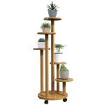 �tag�re � fleurs - outsunny �tag�re plantes int�rieure - 33x33x90cm - bambou - naturel