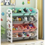 tagre pour jouets meuble de rangement pour enfant organisateur 4 niveaux avec 12 casiers amovibles ...