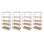 Lot de 4 tagres modulables charges lourdes en mtal 5 plateaux - 875 kg