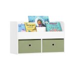 tagre murale kmb81 - w sobuy pour jouets et livres  2 niveaux avec 2 botes de rangement blanc et ...