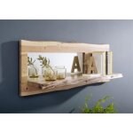 �tag�re murale avec miroir - bois massif dacacia laqu� (bois naturel) - design naturel - pure edge 707 ...