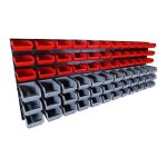 Etagre murale rangement outils - 72 bacs de rangement empilables - 6 panneaux 475 x 272 x 15cm - rangement ...