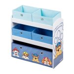 �tag�re de rangement pour jouets - roba - pat patrouille - bo�tes en tissu - bleu / blanc