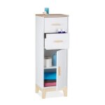 Relaxdays �tag�re salle de bain 2 tiroirs placard hxlxp�: 975x32x28 cm couloir meuble colonne blanc