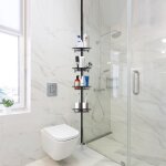 �tag�re de salle de bain t�lescopique en acier inoxydable homewell - 4 niveaux - noir massif