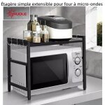 �tag�re simple extensible pour four � micro - ondes huole en acier carbone noir 40 / 64 * 45 * 36. 5cm ...
