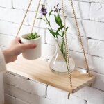 �tag�re suspendue en bois neufu - pot de fleurs - d�cor de cuisine chambre salon bureau
