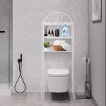 �tag�re wc en m�tal - homewell - avec 3 tablettes - blanc - 65x34x178cm