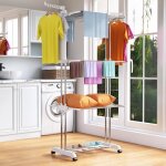 Etendoir linge int�rieur et ext�rieur - rattantree 4 niveaux s�choirs � linge avec roues - pliable ailes ...