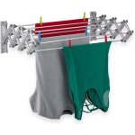 Relaxdays Étendoir mural corde à linge de 8 m extensible pliable hlp: 27 x 95 x 60 cm séchoir en aluminium ... Relaxdays Étendoir mural corde à linge de 8 m extensible pliable hlp: 27 x 95 x 60 cm séchoir en aluminium ...