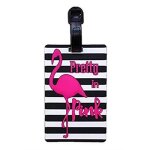 �tiquette � bagages � valise � sac � dos porte adresse - flamant rose